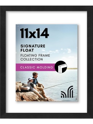 Store 11X14 Parlak Cam ve Asma Donanımı Dahil Siyah Yüzen Çerçeve - Ayrıca Yüzer Etki Için 8X10 Veya 5x7 Fotoğraf Kullanın - Duvar Için Yatay ve Dikey Biçimler
