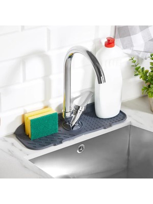 Store Elastik Musluk Matı Su Tutucu Düzenleyici Silikon Kaydırmaz Mutfak Eyve Banyo Lavabo Tezgah Üstü Matı