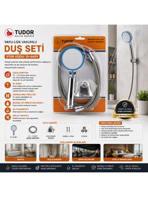 Yararlı Şeyler Vakumlu - Krom Lüks Duş Seti Metal Yaylı HORTUM=150CM Mafsal