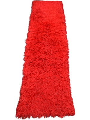 Kilim Antik El Dokuma Mercan Ateş Kırmızısı Shaggy Tülü Yolluk Yün Halı 1860 - Yeni - Çok Renkli