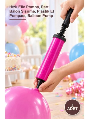 Yenilig 4 Adet Balon Pompası – Hızlı Elle Pompa, Parti Balon Şişirme, Plastik El Pompası, Balloon Pump