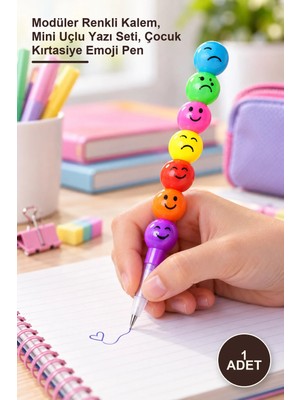 Yenilig 1 Adet Emojili Yumurtlayan Kalem – Modüler Renkli Kalem, Mini Uçlu Yazı Seti, Çocuk Kırtasiye Emoji Pen