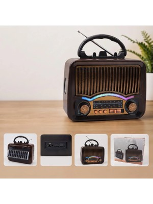 Ttt Solar Nostalji Müzik Kutusu - Şarjlı - Fm Radyo - Bluetooth Özellikli - Retro Tasarımlı