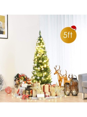 Store Yeşil Yapay Kalem Noel, Birinci Sınıf Menteşeli Çam Ağacı, Sağlam Metal Ayaklı, Ev, Mağazalar ve Tatil Dekorasyonu Için Mükemmel, (5 Ft)