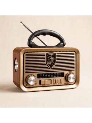 Ttt Solar Panelli LED Fenerli Fm Radyo - Nostaljik Tasarım - Şarjlı - Bluetooth Özellikli