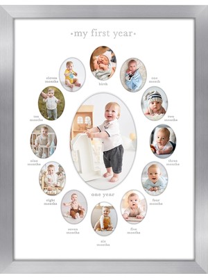 Store Kırılmaya Dayanıklı Camlı 12X16 Birinci Yıl Fotoğraf Çerçevesi - On Iki 2x3 Fotoğraf ve Bir 5x7 Resme Uyar - Kreş Dekoru, Yeni Doğan Anne Hediyesi Veya Bebek Partisi Için Kolaj Çerçevesi