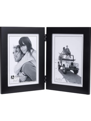 Store Çift Dikey 5x7 Resim Çerçevesi - Geniş Gerçek Ahşap Kalıp, Gerçek Cam - Siyah
