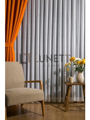 Foldet Keten Sık Pileli 1x3 Tül Perde Salon Balkon Mutfak Tülü, 220 x 260