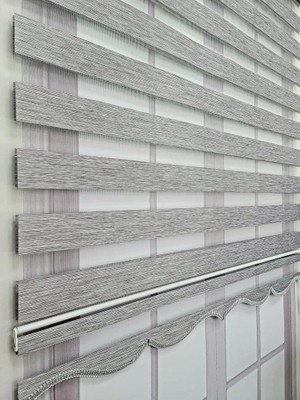 Bambu Kumaş Stor Zebra Perde Sert Plastik Kasalı 80X200 Gri