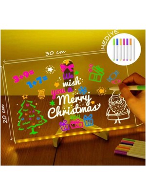Pileli Store 12 Inc LED Işıklı Çizim Tahtası Ayarlanabilir Stant ve Kalemleri Ile