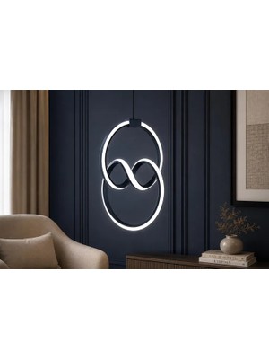 Vivense Evlight Imza Sarkıt LED Avize, Siyah, Beyaz Işık