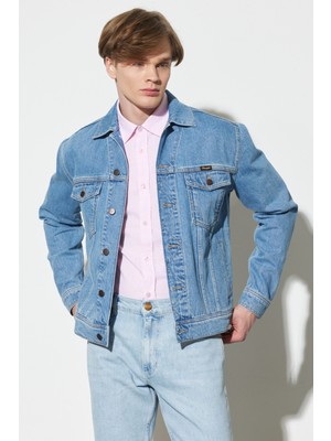Wrangler Trucker Regular Fit Normal Kesim %100 Pamuk Açık Mavi Jean Kot Ceket
