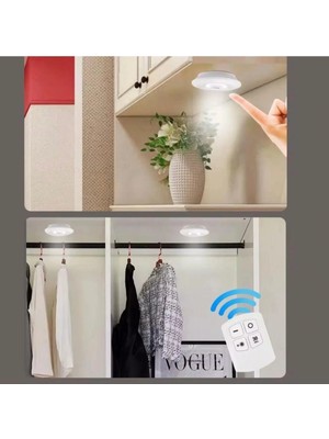 Store 3 Lü Kumandalı Yapışkanlı Kablosuz Pilli LED Spot Lamba Işıldak