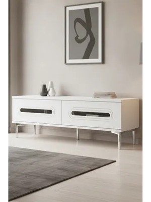 Vivense Rany Tv Sehpası, Beyaz Silver, 120 Cm, TSA1220BS