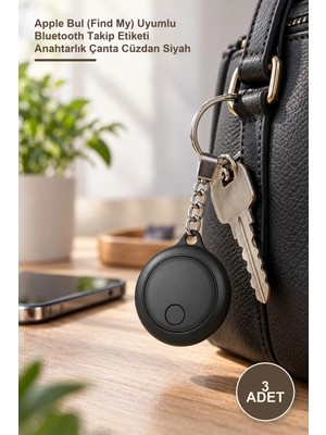 Yenilig 3 Adet Itag Gps Takip Cihazı – Apple Bul (Find My) Uyumlu Bluetooth Takip Etiketi Anahtarlık Çanta Cüzdan Siyah