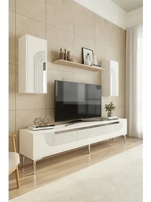 Vivense Meyra Tv Ünitesi, Beyaz Silver, 180 Cm, TVR1803BS