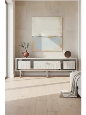 Vivense Tuna Tv Ünitesi, Beyaz Silver, 180 Cm, TVR1801BS