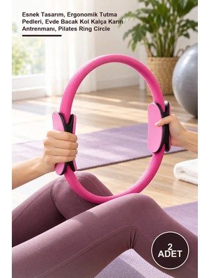 Yenilig 2 Adet Esnek Pilates Çemberi – Esnek Tasarım, Ergonomik Tutma Pedleri, Evde Bacak Kol Kalça Karın Antrenmanı, Pilates Ring Circle