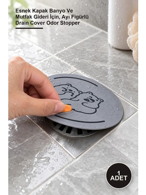 Yenilig 1 Adet Koku Önleyici Silikon Gider Kapağı – Esnek Kapak Banyo ve Mutfak Gideri Için, Ayı Figürlü Drain Cover Odor Stopper