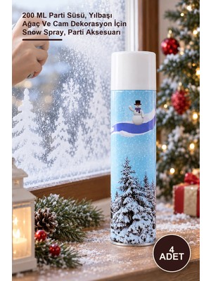 Yenilig 4 Adet Kar Spreyi – 200 ml Parti Süsü, Yılbaşı Ağaç ve Cam Dekorasyon Için Snow Spray, Parti Aksesuarı