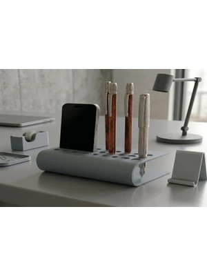 Vivense Galvaniz Metal Masaüstü Organizer, Cam Gri, 17X7X7 cm
