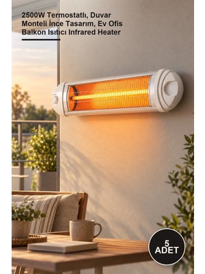 Yenilig 5 Adet Ufo Tipi Infrared Isıtıcı – 2500W Termostatlı, Duvar Monteli Ince Tasarım, Ev Ofis Balkon Isıtıcı Infrared Heater