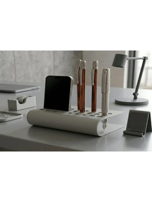 Vivense Galvaniz Metal Masaüstü Organizer, Açık Gri, 17X7X7 cm