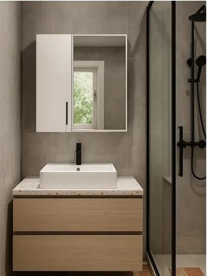 Vivense Menaro Aynalı Üst Banyo Dolabı, Beyaz