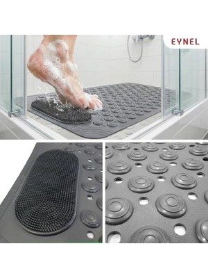 Mabelme Store Vantuzlu Banyo ve Duş Kaydırmazı Duşa Kabin Küvet Içi Vantuzlu Banyo Paspası (35X69 Cm) (Gri)