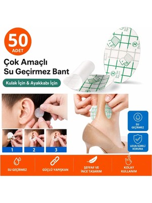 Ankaverse 50 Adet Su Geçirmez Kulak Bandı ve Ayakkabı Vurma Önleyici Bant Seti, Çok Amaçlı Koruyucu Yapışkan Bant (5286)