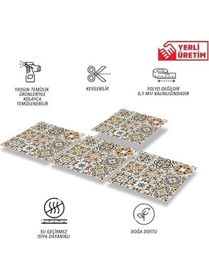 Mabelme Store Prime Kendinden Yapışkanlı Karma Fas 019 Desenli Pvc, Yapışkanlı Kaplama, Çıkartması, Zemin Duvar Karosu 30X30 cm (11 Adet / 1 M²)