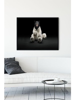 Mabelme Store Prime (PSTER11887) Kutup Ayısı Eğlenceli Mizahi Çerçeveli Tablo (30 x 40CM)