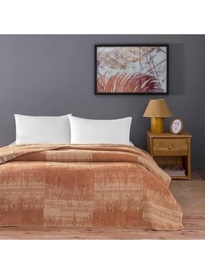 Mabelme Store Prime Taç Ziggy DESENLI%100 Pamuk Pamuk Battaniye, Taba, Tek Kişilik