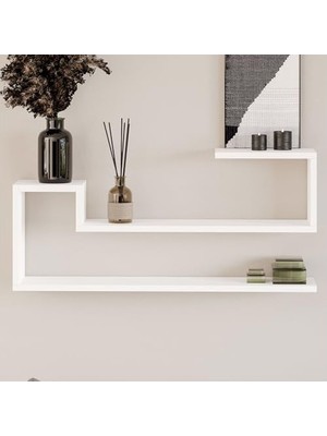 Mabelme Store Prime Ravi Dekoratif Duvar Rafı, Modern Kitaplık ve Raf Ünitesi, Beyaz