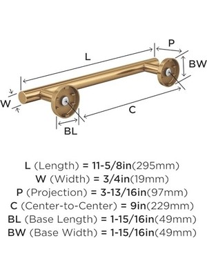 Mabelme Store Prime Arrondi Şampanya Bronz 9 Inç (229 Mm)-Havlu Askısı