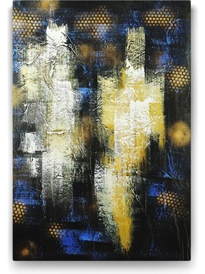 Mabelme Store Prime Sarı ve Lacivert Tablo - 40X60CM