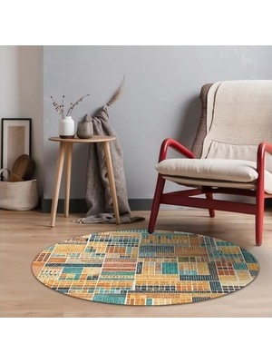 Mabelme Store Prime Abela Kadife Kaymaz Pamuk Tabanlı Yıkanabilir Antibakteriyel Yuvarlak Salon Halısı 160X160