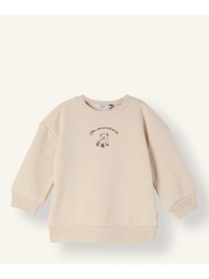 DeFacto Bisiklet Yaka İçi Yumuşak Tüylü Kalın Kumaş Baskılı Sweatshirt Kız Bebek I5085A526WN