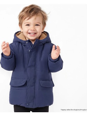 Hellobaby Erkek Bebek Mont Fermuarlı Kapüşonlu Long Sleeve
