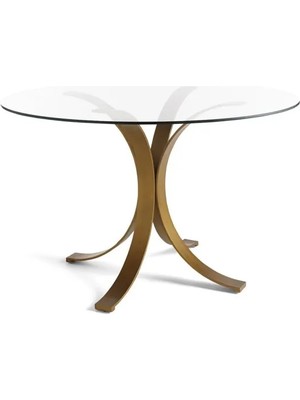 Vivense Trim Gold Metal Cam Yemek Masası
