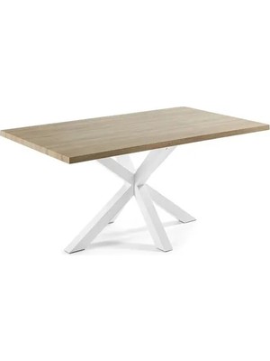 Vivense Sias Metal Cam Yemek Masası Beyaz Ayak Mdf Tabla
