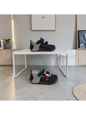 Fiyra 8060 Laci-Gri Ilk Adım Hakiki Deri Bebe Erkek Çocuk Ayakkabı