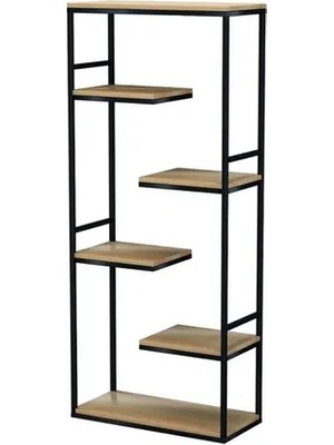 Vivense Grand Siyah Metal Ahşap Kitaplık