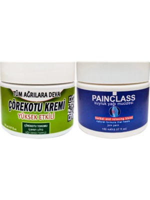 Bezos Çörek Otu Kremi Orta Boy 100 ml Krem + Painclass 150 ml Kuıyruk Yağı Kremi / Sırt Bel Kas Diz Dirsek Iskelet Agrilarina Masaj Seti