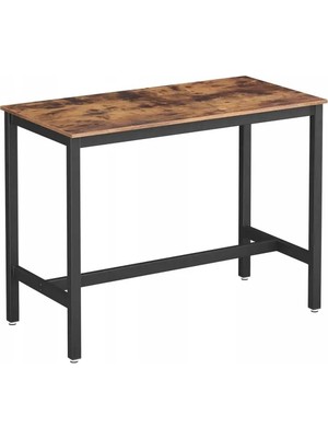 Vivense Baro Siyah Metal Ahşap Yemek Masası Yüksek 120X60X90