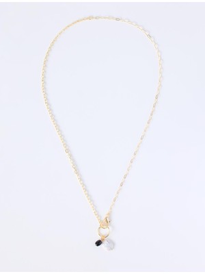 Jimmy Key Altın Rengi Inci Charm Detaylı Modern Kolye