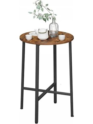 Vivense Baro Siyah Metal Ahşap Yemek Masası Yüksek 60X60X90