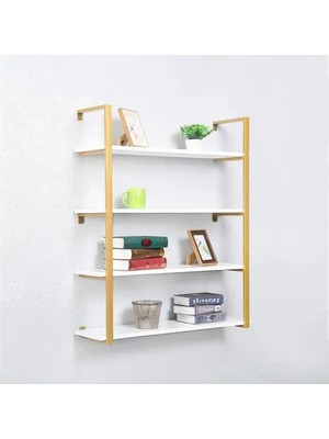 Vivense Tasnia Gold Metal Ahşap Duvar Rafı 90 cm 4 Katlı