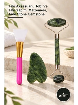 Yenilig 2 Adet Yeşim Taşı Seti – Takı Aksesuarı, Hobi ve Takı Yapımı Malzemesi, Jade Stone Gemstone