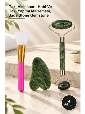 Yenilig 4 Adet Yeşim Taşı Seti – Takı Aksesuarı, Hobi ve Takı Yapımı Malzemesi, Jade Stone Gemstone